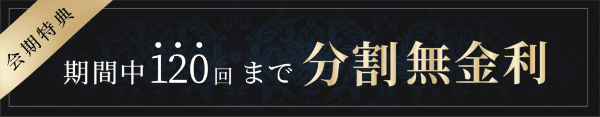 会期特典期間中120回まで分割無金利